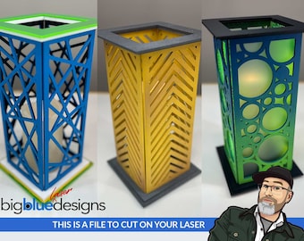 Tall Lantern Set (13 Designs) - Ai, Svg, Pdf, Dxf Formats - No Physical Items Included - Download Files to Cut on Your Laser