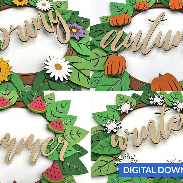 Interchangeable Seasonal Wreath - svg + pdf Laser Cut File - INSTANT DOWNLOAD