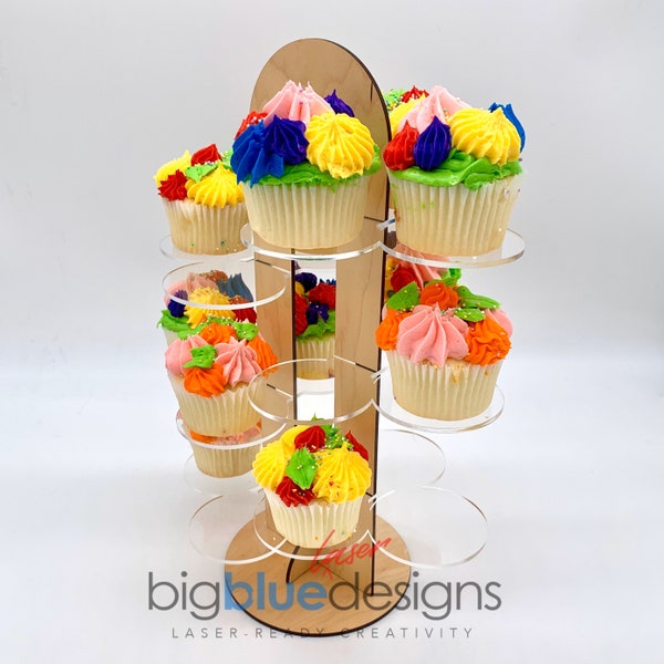 Cupcake Stand (holds 12-18 standard cupcakes) - SVG+PDF Laser Cut File - instant download