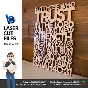 Isaiah 40:31 Cut Out Words Sign - PDf+SVG Laser Cut Files - INSTANT DOWNLOAD