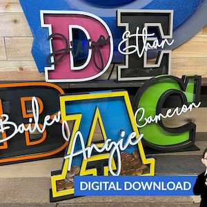 Letter Banks (Set of 26 Letters) - Ai, SVG, PDF, DXF - Digital Download - No Physical Items Included