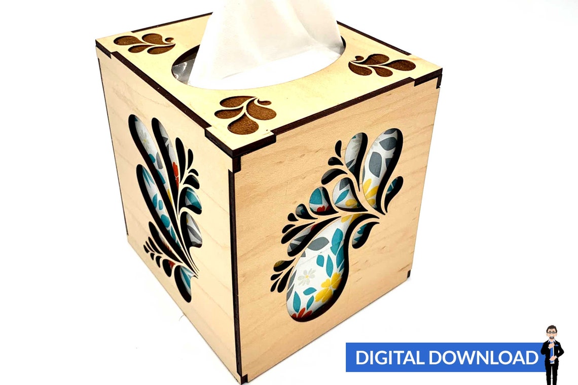 Tissue Box Svg File Tissue Box Cover (2 Designs Included) - SVG+PDF+EPS Laser Cut File ...
