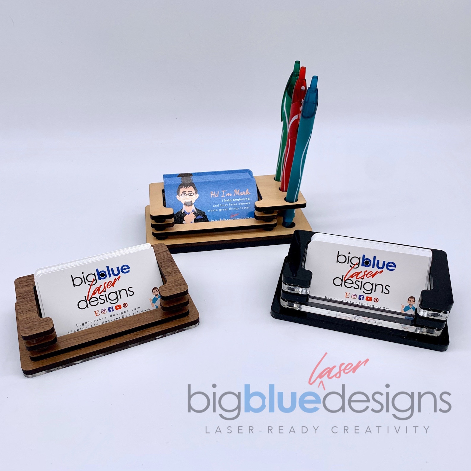 Layered Business Card Holder SVG Laserready Cut File Etsy