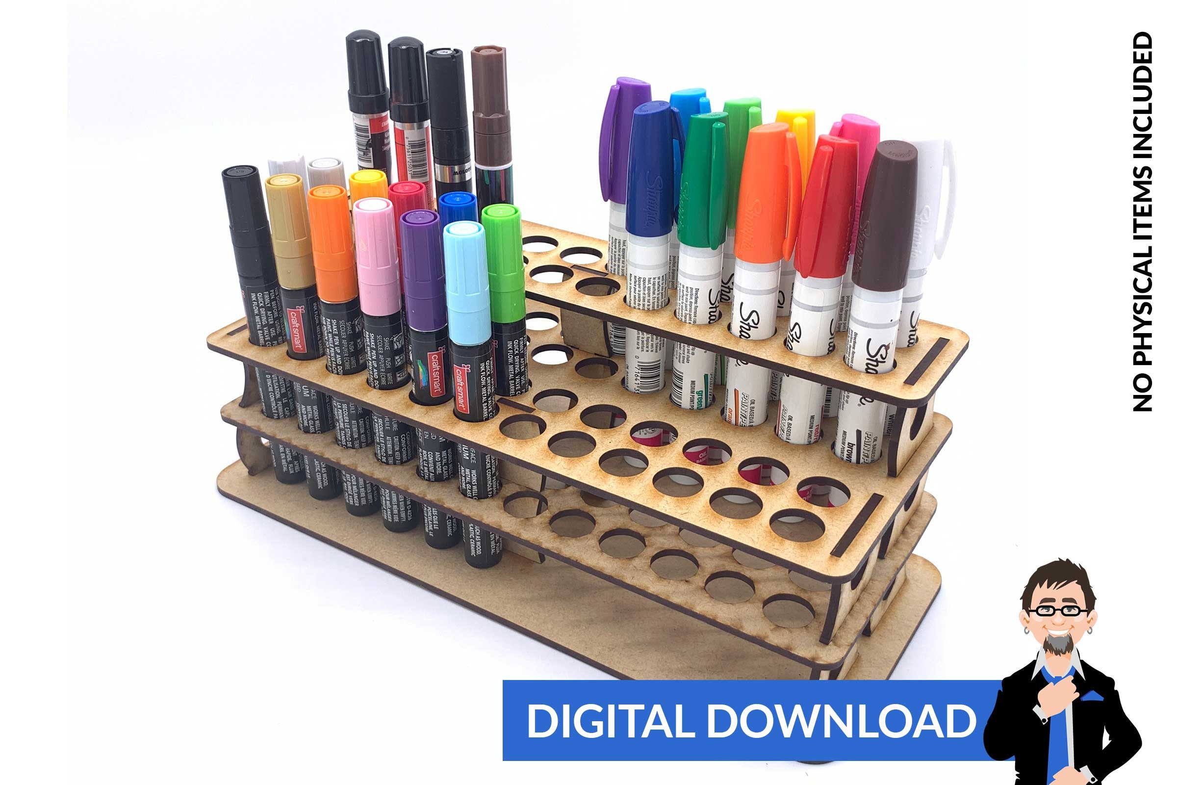 Pen Marker Holder 48 Ai, SVG, PDF, DXF Digital Download 