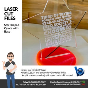 Star with quote and base -- PDf+SVG Laser Cut Files -- INSTANT DOWNLOAD -- #girlboss