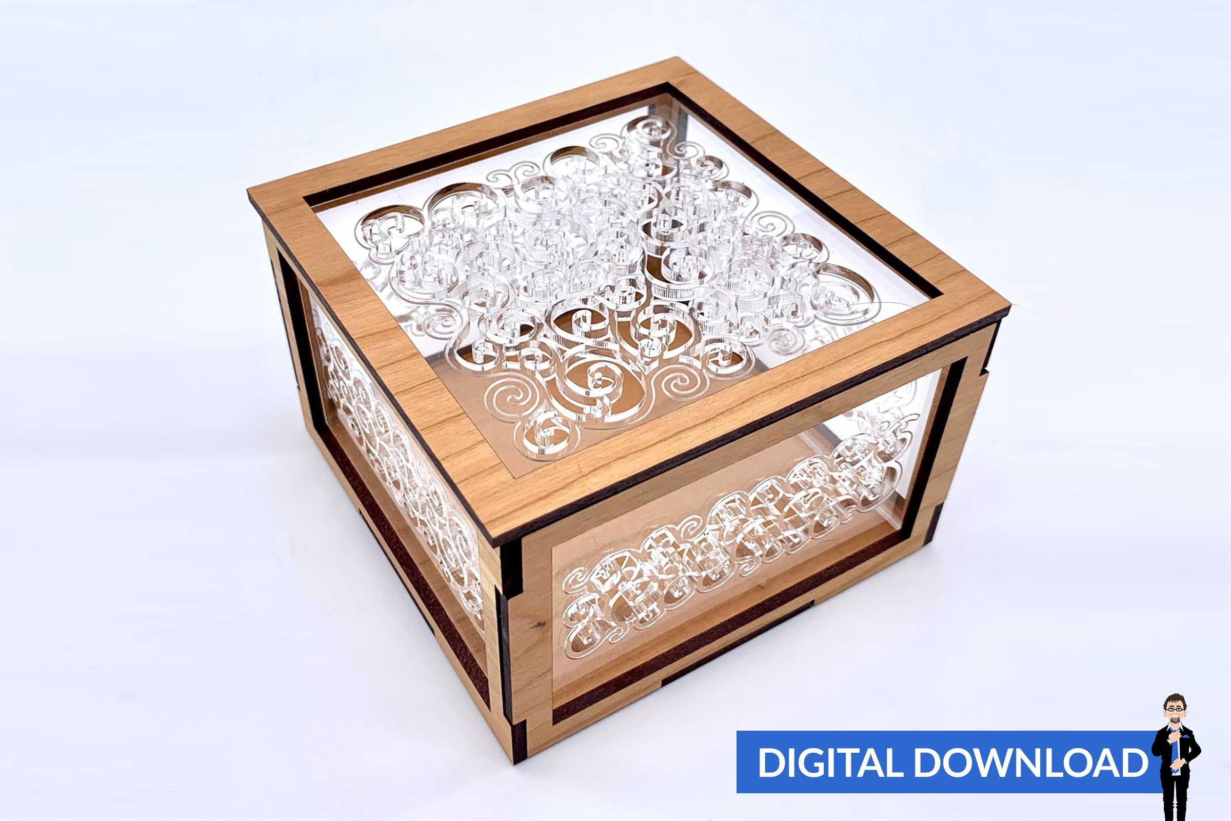 Box With Lid (2 Sizes) 4x4x2.5 and 6x6x2.5 - SVG+PDF Laser Box With Lid (2 Sizes) 4x4x2.5 and 6x6x2.5 - SVG+PDF Laser