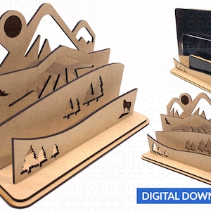 Mountain Themed Charging Station - Svg + Pdf + AI Laser-Ready Files - INSTANT DOWNLOAD