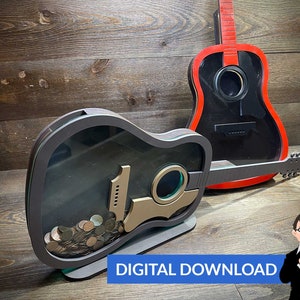 Acoustic Guitar Banks (2 Sizes) - Ai + Pdf + Svg + Dxf - Instant Download (No Physical Items Included)