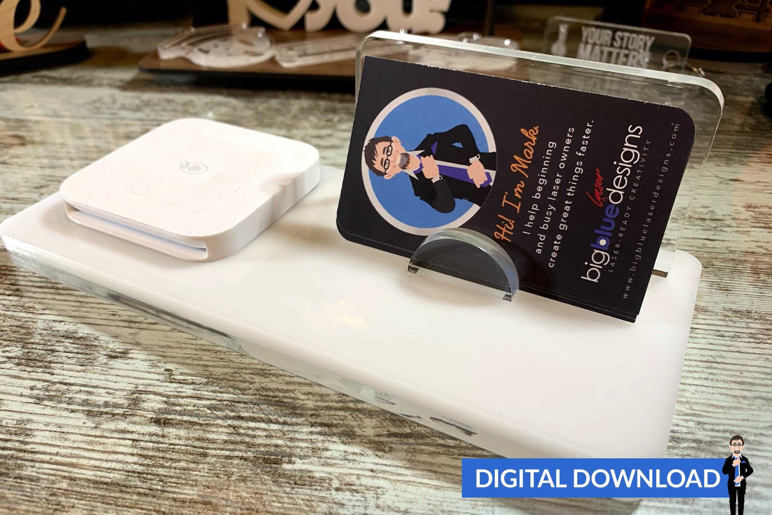 Business Card Square Card Reader Holder Square Dock Holder Etsy