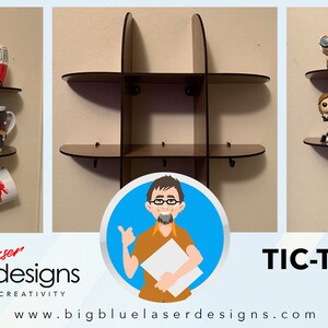 Étagère style tic-tac-toe (18,5 x 18,5 x 6 po.) - fichier de découpe laser SVG - TÉLÉCHARGEMENT IMMÉDIAT