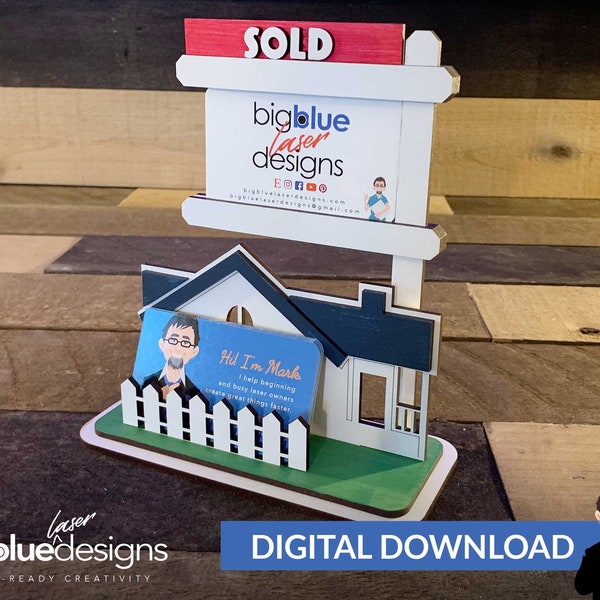Realtor Business Card Holder - Ai, SVG, PDF, DXF - Digital Download