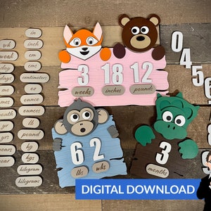 Baby Animal Milestones - Ai + Pdf + Svg + Dxf - Instant Download (No Physical Items Included)