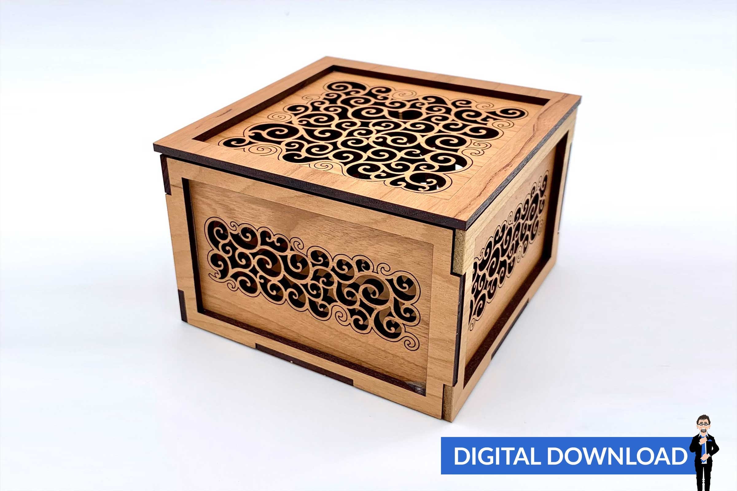 Box With Lid (2 Sizes) 4x4x2.5 and 6x6x2.5 - SVG+PDF Laser Box With Lid (2 Sizes) 4x4x2.5 and 6x6x2.5 - SVG+PDF Laser
