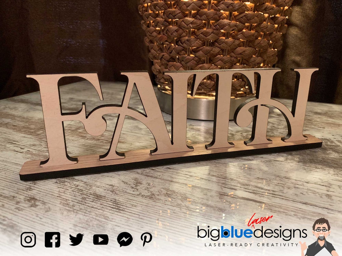Words of Faith with bases SVGDXF Laser Cut File instant Etsy