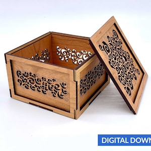 Box with Lid (2 Sizes) 4x4x2.5 and 6x6x2.5 - SVG+PDF Laser Cut File - instant download