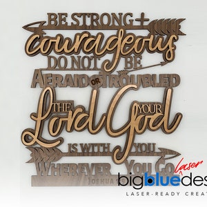 Layered Bible Verse Sign - Joshua 1:9 - Svg+Pdf+Eps+Dxf Laser Cut Files - INSTANT DOWNLOAD