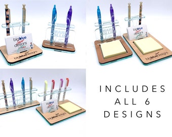 Set of 6 Desk Organizer Designs - Svg + Pdf + Eps Laser-Ready Files - INSTANT DOWNLOAD