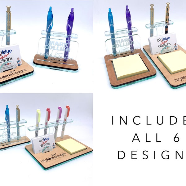 Set van 6 Desk Organizer Designs - Svg + Pdf + Eps Laser-Ready Files - INSTANT DOWNLOAD