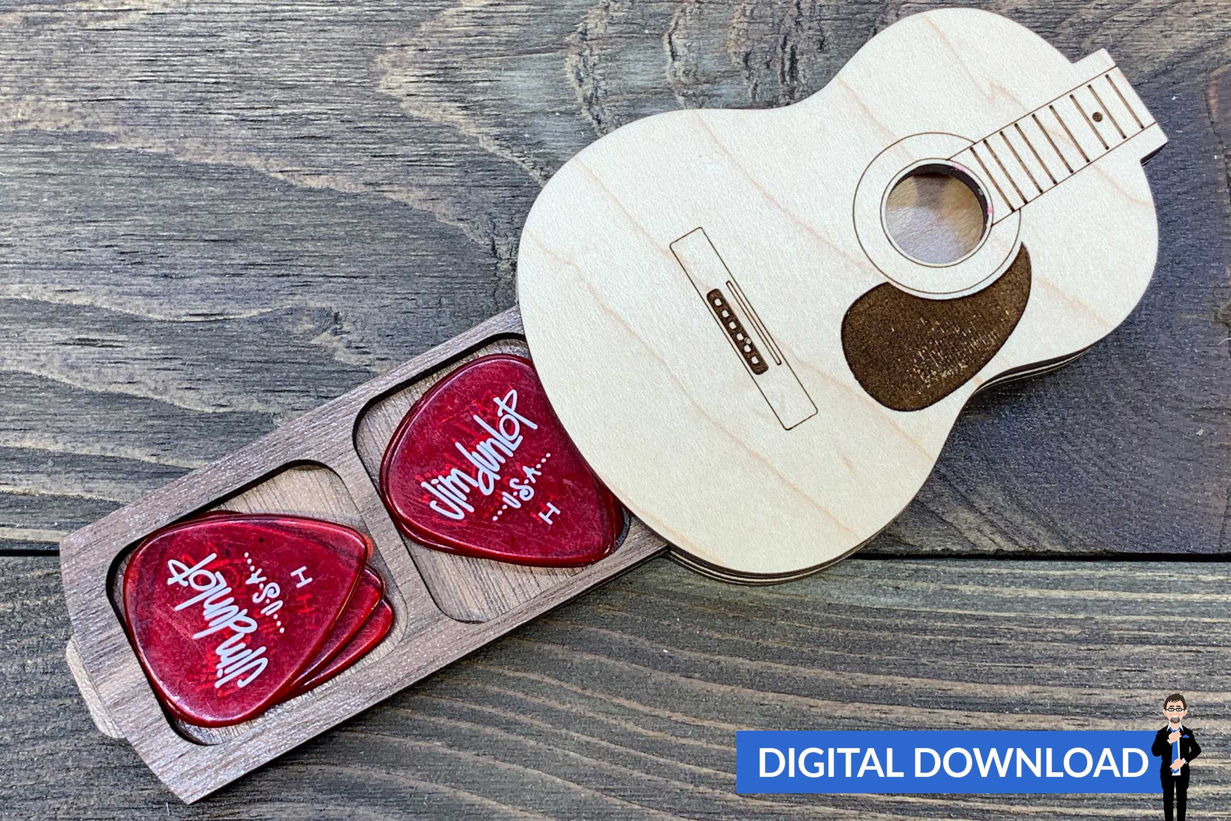Guitar Pick Holder Ai Svg Pdf Laserready Cut Files Etsy Canada