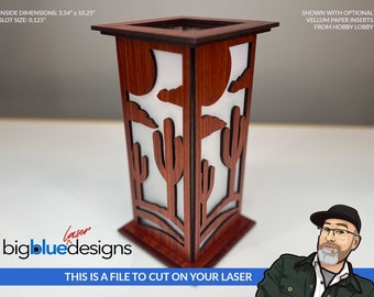 Tall Lantern (Desert Scene) - Ai, Svg, Pdf, Dxf Formats - No Physical Items Included - Download Files to Cut on Your Laser