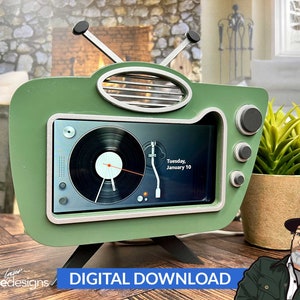 Echo Show 5 Retro TV Style Holder - Ai, Svg, Pdf, Dxf Cut File - Instant Download - No Physical Items Included
