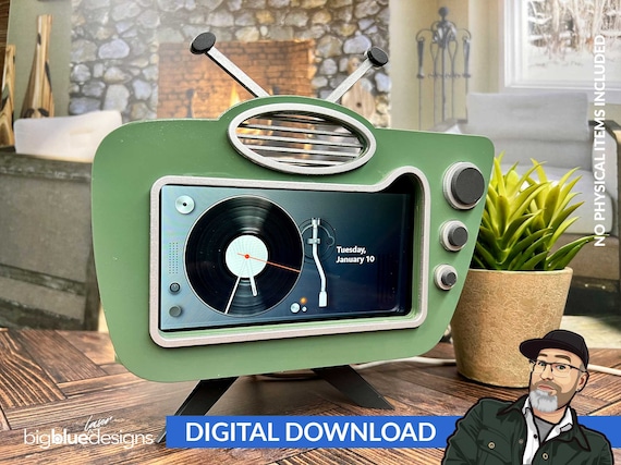 Echo Show 5 Retro TV Style Holder - Ai, Svg, Pdf, Dxf Cut File - Instant Download - No Physical Items Included