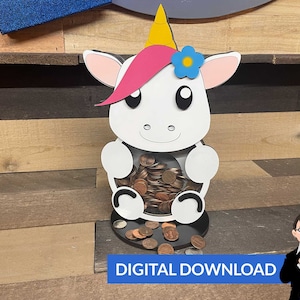 Baby Unicorn Bank - Ai + Pdf + Svg + Dxf - Instant Download (No Physical Items Included)