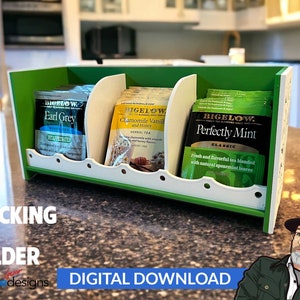 Stackable Tea Bag Holder (3 Slot) - Ai, Svg, Pdf, Dxf Cut File - Instant Download - No Physical Items Included