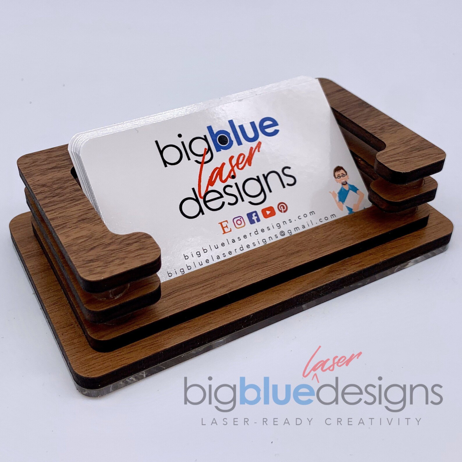 Layered Business Card Holder SVG Laserready Cut File Etsy