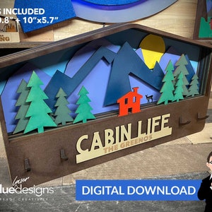 Layered Cabin Scene - Ai + Pdf + Svg + Dxf - Instant Download (No Physical Items Included)