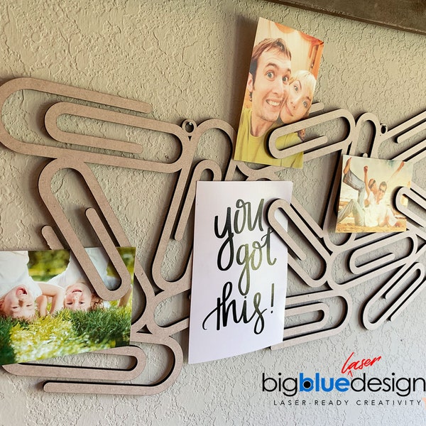 Wall Paper Clip Photo Holder - SVG Laser Cut File - INSTANT DOWNLOAD - 19.3"x9.6"