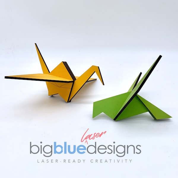 Origami Style Crane and Bird - SVG+PDF+EPS Laser Cut File - instant download