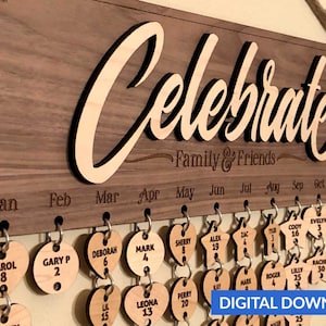 Birthday Calendar PDf+SVG Laser Cut Files -- INSTANT DOWNLOAD