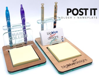 Medium Desk Organizer (2 styles) w/Pen Holder and Nameplate or Business Card Holder - Svg + Pdf + Eps Laser-Ready Files - INSTANT DOWNLOAD