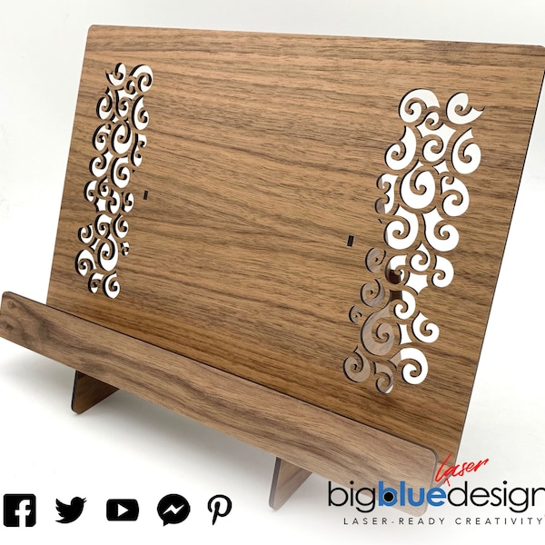 Book or iPad Stand - Svg+Pdf+Eps+Dxf Laser Cut Files - INSTANT DOWNLOAD