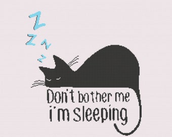 Black Cat Cross Stitch Pattern | Cute Cat Funny Cross Stitch | PDF | Digital download