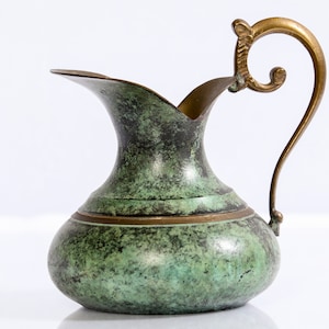 Green and Gold Brass Decanter/Pitcher