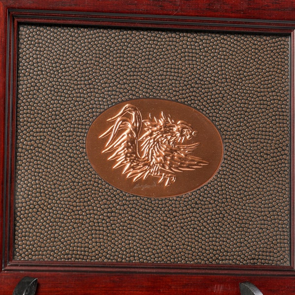 Artist Created Copper Stamped University of South Carolina Gamecock Emblem Framed Piece