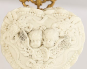 Vintage Heart-Shaped Cherub Box
