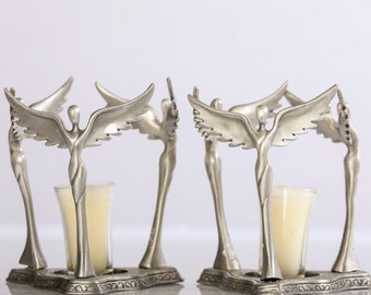 Vintage Pewter Angel Candle Holders and Decor