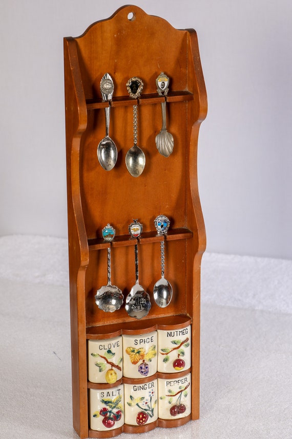 Hanging Antique Spice Rack With Collectible Spoons Included Etsy