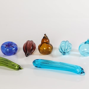 Vintage Set of Seven Mini Glass Fruits and Vegetables