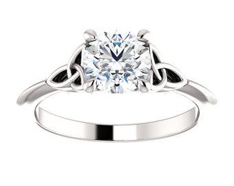 Lab Diamond Celtic Knot Engagement Ring Platinum, Irish Lab Grown Diamond Ring, Trinity Lab Diamond Ring, Solitaire Certified Diamond Ring