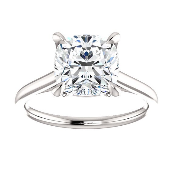 Solitaire Cushion Harro Gem Moissanite Engagement Ring 14k White Gold Cathedral Cushion Harro Moissanite Ring Skinny Band Sopia Jewelry Etsy Canada