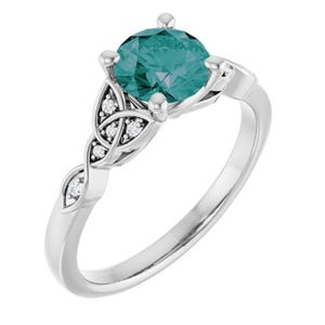 Celtic Knot Alexandrite Engagement Ring Platinum, Trinity Blue Purple Alexandrite Ring, Irish Alexandrite Diamond Ring, June Birthstone Ring