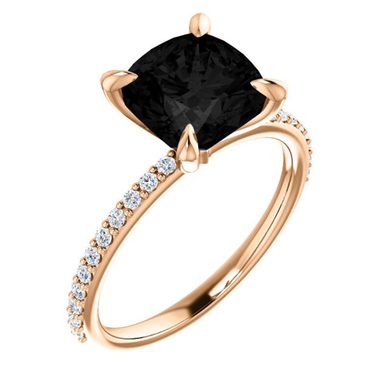 Engagement Rings Weddings Black Onyx Diamond Ring By Sophiniaco Black Diamond Ring Cushion Cut Onyx Engagement Ring 14k White Gold White Gold Black Gothic Ring