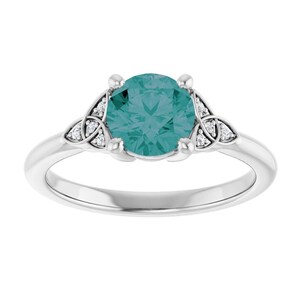 Celtic Knot Alexandrite Engagement Ring 14k White Gold, Trinity Blue Purple Alexandrite Ring, Irish Alexandrite Diamond Ring June Birthstone