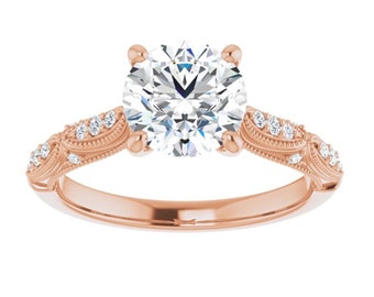 Victorian Forever One Moissanite Verlobungsring Platin, Vintage Charles Colvard Moissanite Ring, Antik Moissanite Diamant Ring
