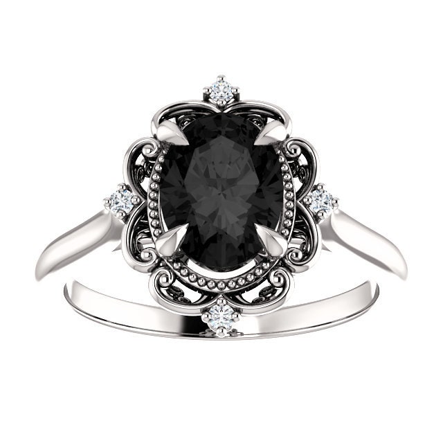 Antique black diamond engagement cheap rings