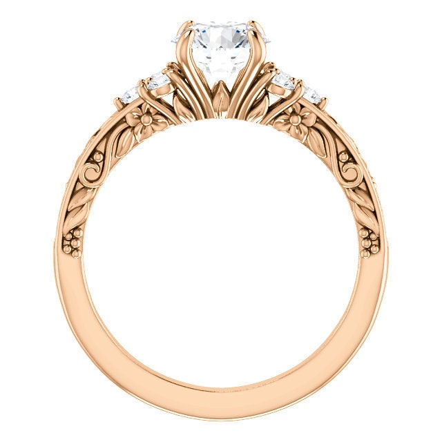 【SI-NO】 Cherry Blossom Harro Gem Moissanite Engagement Ring 14k